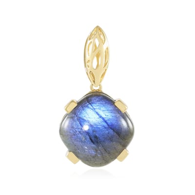 Cavill - Zilveren hanger verguld - Blauwe Minary Labradoriet 9 ct - Antieke kussen cabochon 14 mm - Handgemaakt elegant sieraad dames