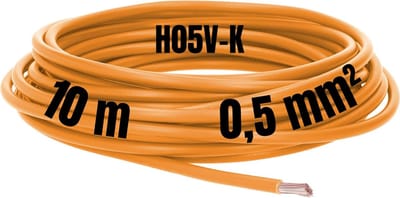 Kalitec 10 meter H05V-K 0,5 mm² oranje bedradingskabel I kernkabel flexibel I PVC enkeladerig I meeraderig 0,5mm2 I bedrading fijnaderige enkele kabel I kabel enkeldraads schakeldraad