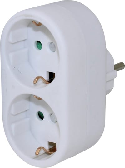 Scanpart stopcontact splitter verticaal - 2 voudig - Verdeelstekker - Tweewegstekker - Met randaarde - NL