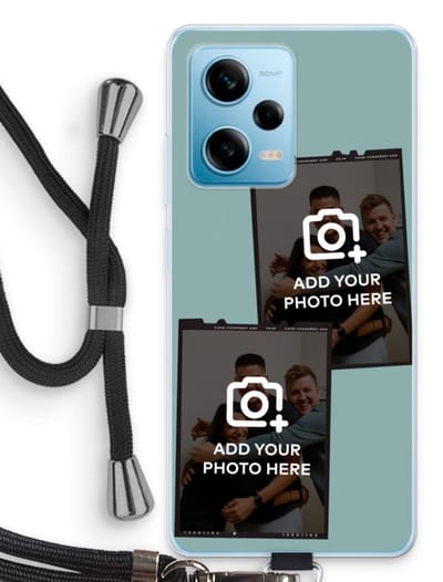 Gepersonaliseerd - Case Company® - Hoesje met koord geschikt voor Xiaomi Redmi Note 12 Pro 5G hoesje met Koord - Polaroid Zwart - Telefoonhoesje met Zwart Koord - Bescherming aan alle Kanten en Over de Schermrand