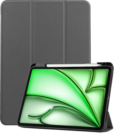 Hoesje Geschikt voor Apple iPad Air 6 (2024) - 11 inch - 6e Generatie - M2 - Dun & Stevig - Trifold Bookcase - Hard Cover Case - Met Uitsparing Geschikt voor Apple Pencil - Hardcover Book - Tablet Hoes - Grijs