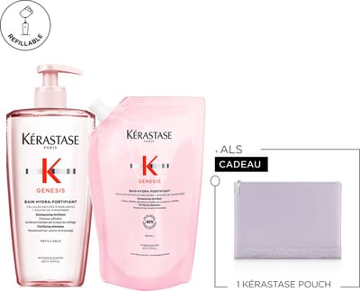 Kérastase Genesis Refill Voordeelverpakking + Cadeau - Shampoo 500ml & Navulling 500ml + Flatpouch Cadeau - Anti-Haaruitval