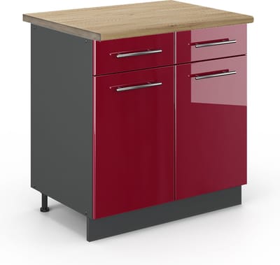 Vicco Fame-Line Keukenonderkast – 80 cm, WB Eik Bordeauxrode hoogglans