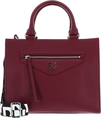 DKNY Leren Handtas Schoudertas Milan Green PNT Tote Burgundy Wijnrood