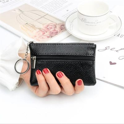 Mode leren portemonnee dames kleine portemonnee wisselgeld portemonnees mini rits geldzakken kinderen portemonnees sleutelhanger clutch zwart