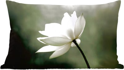 Sierkussens - Kussentjes Woonkamer - 60x40 cm - Wit - Lotus - Donker - Bloem