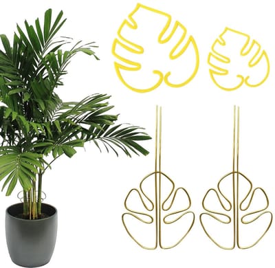Dailygoods- Plantenhouder Gouden Legering - Plantensteun - Kunststof Plank - Groeihulp - 2 Stuks - Verstelbare Afmetingen