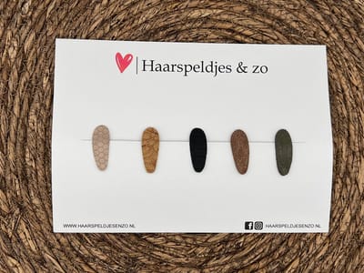 Haarspeldjes 'Lott' setje 11 - speldje met imitatieleer - 3 cm speldjes