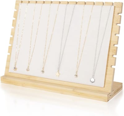 Ketting Display Stand - Ketting Sieradenrek Organizer, Eco-Vriendelijk Sieraden Houder Tafelblad Sieradenrek Showcases voor Thuis en Winkel Gebruik (Beige Fluweel)