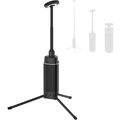LED-kampeerlamp Intrekbaar statief Licht Draagbare 10800mAh oplaadbare werklamp met draaibaar zwart