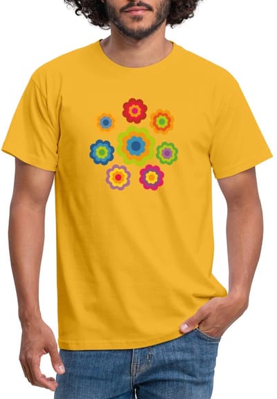 Flower Power 70er Jaren Hippie Bloemen Kostuum T-Shirt Heren