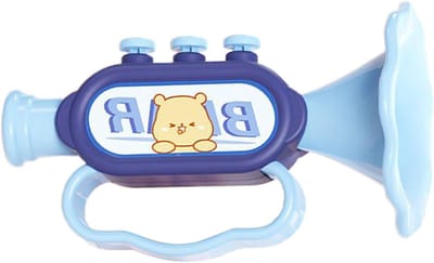 Kindertrompet Speelgoed - Muziek maker - Vroege educatie - Stimuleert mondspieren - 25 x 21 x 11 cm - Blauw