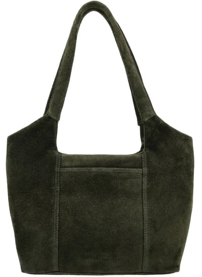 Hide & Stitches Brazos Schoudertas - 30 x 21 x 10,5 cm - Suede - Leer - Dames Tas - Leren Dames Tas - Olijfgroen
