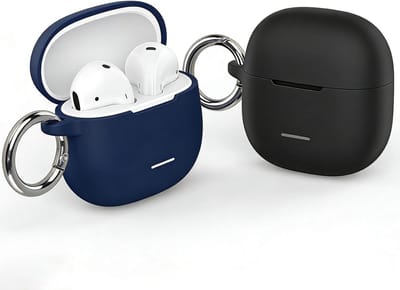 Compatibel Hoesje voor Xiaomi Redmi Buds 8 Active - 2 Stuks Zachte Siliconen Opladen Cover met Sleutelhangers, Schokbestendig en Ultra Dun - Zwart