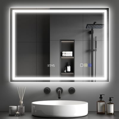 HOMCOM-Badezimmerspiegel-Gehärtetes Glas-80L x 60B x 3,5H cm-Silber