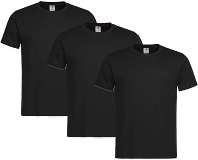 Zwart basic heren t shirt ronde hals - 3x - 100% katoen - onder shirts, maat: XL