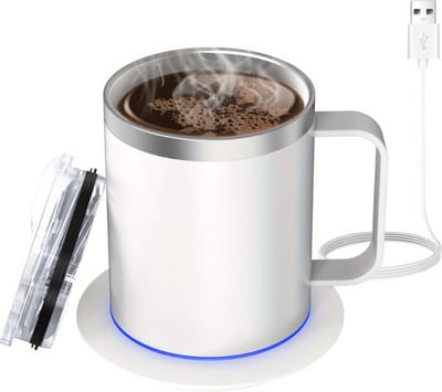 Nivard Cup Warmer - Mok Warmer - Mug Warmer - Koffie Warmer - Verwarmde Onderzetter - Koffie Warmhouder - Koffiekop Verwarmer - Kop Warmer - USB - Kopjes - Melk - Wit