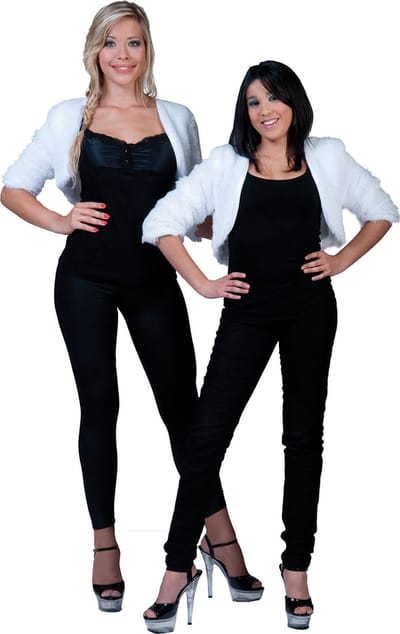 Funny Fashion - Fuzzy Bolero Wit - Wit / Beige - One Size - Carnavalskleding - Verkleedkleding