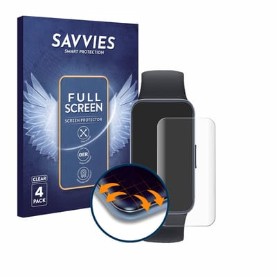 Savvies - Screenprotector voor Huawei Band 8 - Folie Beschermfolie transparant volledig dekking 4 Stuks