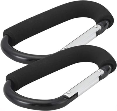 Zwarte 6.3" Buggy Clips voor Pram & Pushchair - 16cm (2 Stuks)