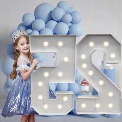 9FT/36 inch partytent oplichten nummers met witte lichten, witte partytent nummer 0-9 voor verjaardagsfeestje, groot mozaïekframe, briefpapier, voorgesneden schuimbordbord, doe-het-zelf decoraties