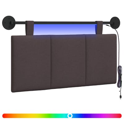 vidaXL - Hangend - hoofdbord - Met - LED-verlichting - Donkerbruin - Stof