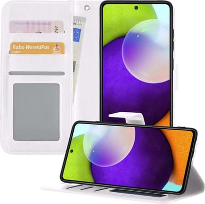 Hoesje - Geschikt voor Samsung Galaxy A52 5G - Luxe Bookcase - Walletcase Hoes - Portemonnee - Cover - Telefoonhoes - Wit