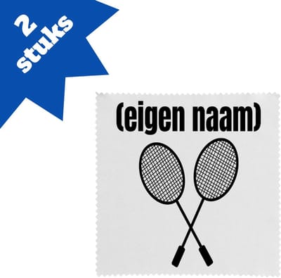 Akyol - 2 badminton rackets met eigen naam brillendoekjes - Badminton - badmintonner - sport - verjaardag cadeau - kado - geschenk - 17,8 bij 17,8 cm - 2 stuks