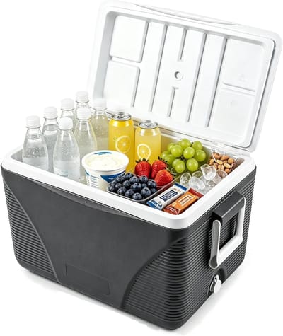 KOMFOTTEU 41L Draagbare Koelbox - 5-7-Dagen - Isolatie -Campingkoelbox - Met 4-Bekerhouders & Afvoerplug - Voor Picknicks/Reizen/Vissen