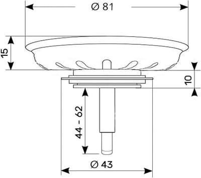 Universele Afvoerplug & Zeefset voor Keukenspoelbak met Excenterbediening - 81mm Doorsnede