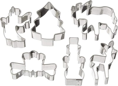 6x Kerstkoekjes Uitstekers Set - RVS Vormpjes voor Kerstkoekjes Bakken