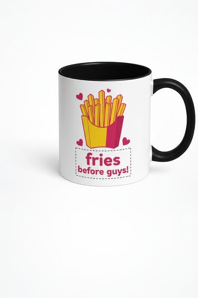 Koffiemok 'Fries Before Guys' - Grappig Frietjes Cadeau