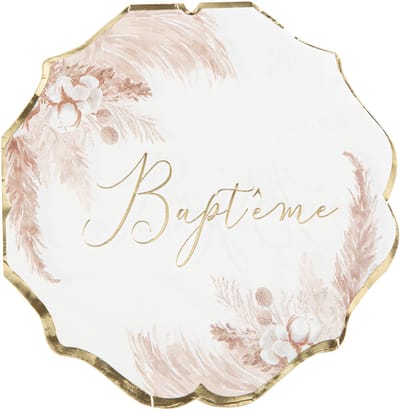 ARTYFETES - 16 papieren servetten doop pampas en katoenbloemen 32 x 32 cm goud