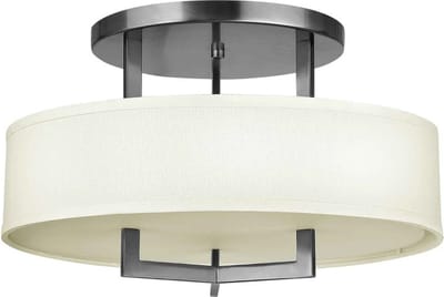 Hinkley LED Plafondlamp Hampton | 3X E27 Max 60W | Dimbaar | Antique Nickel, Ivory Shades