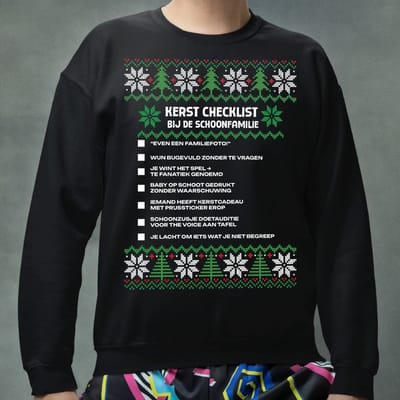 Kerst Trui Zwart Kerst Checklist - Overleven Bij Je Schoonfamilie V2 XS
