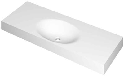 INK Smooth Wastafel Polystone Midden Zonder Kraangat - 1200x450x90 mm - Mat Wit