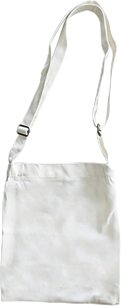 canvas tas met ritssluiting, groot formaat wasbaar, lang handvat voor dames heren, dagelijks en shoppinggebruik (wit)