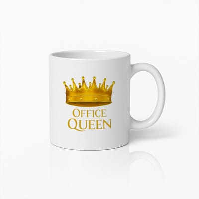 Office Queen Koffiemok - Elegante Gouden Kroon Beker voor Boss Ladies en Werk Koninginnen