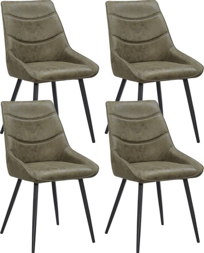 Colenis® - Svensk Eetkamerstoel - Set van 4 - Groen - Microvezel - Microfiber - Industrieel - Design - Comfortabele en Duurzame Eetkamerstoelen