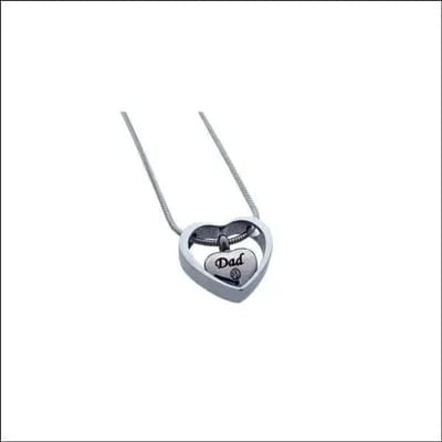 Aramat Jewels | Gedenkhangers | Stalen Ashanger Vader – Persoonlijk Gedenksieraad RVS | Hart-in-Hart-Zirkonia-Zilverkleur-2cm | |20mm | Staal | Volwassenen | Verkleurd niet