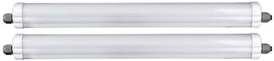 LED diffusor licht vochtbestendig licht garage licht hal licht plafondlamp, wit kunststof, waterstraal-beschermd, 18W 2160lm 4000K neutraal wit, L 60 cm, set van 2