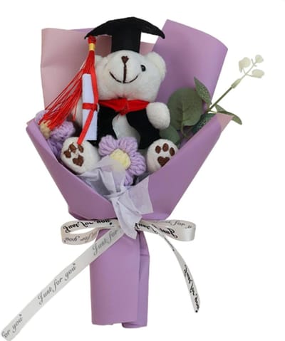 Handmade Crochet Flower Bouquet, Plush Crochet Flowers, 9.84x5.91in Long-Lasting Floral Arrangement, Soft Decorative Gift, Perfect for Children and Boys