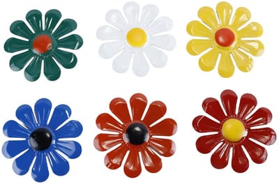 Dailygoods- Bloemenmuurdecoratie 6 Stuks - Muurdecoratie - Tuindecoraties - Metalen Decoratie - Kleurrijke Wanddecoratie - Hoogwaardig IJzer