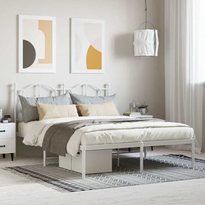 vidaXL - Bedframe - met - hoofdbord - metaal - wit - 140x200 - cm