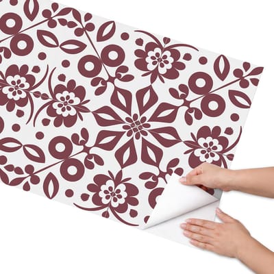 Coloray Meubel Wrap Folie - Bordeaux Meubelfolie - 65x130 cm - Meubel Wrap Folie Stijlvol ornament - Plakfolie Meubels - Klassiek Meubelfolie - Decoratiefolie Zelfklevend - Slaapkamer decoratie - Achtergronden en patronen