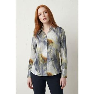 Abstracte Print Knopsluiting Lange Mouwen Shirt