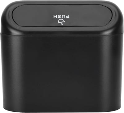 Car Trash Can - Draagbare Hangende Vuilnisbak met Deksel - Afvalcontainer voor Voertuig Interieur Accessoire (Zwart)