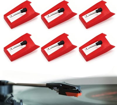 Platenspeler Naalden Set - Pickups Naalden - Muziek Luisteren - Robijnpunt Duurzaam - 6 Stuks - Rood