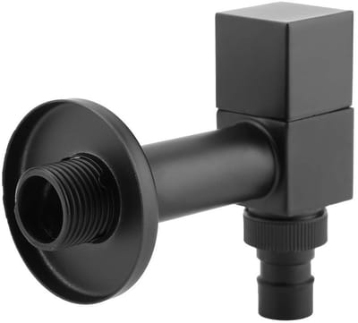 Zwarte Muurkraan met Enkele Handgreep voor Buiten en Badkamer, Decoratieve Koudwaterkraan met Vierkante Vorm en G1/2 Draad