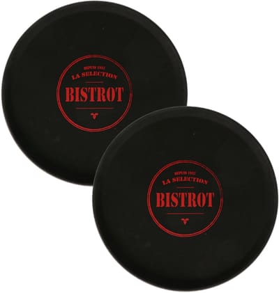 Cook Copcept Horeca dienblad/serveerblad - 2x - French Bistrot - zwart - met antislip - D35 cm - Dienbladen - rond